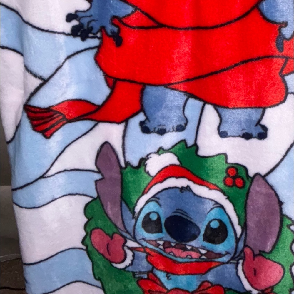 Disney Stitch Holiday Blanket - Red, Blue, Green